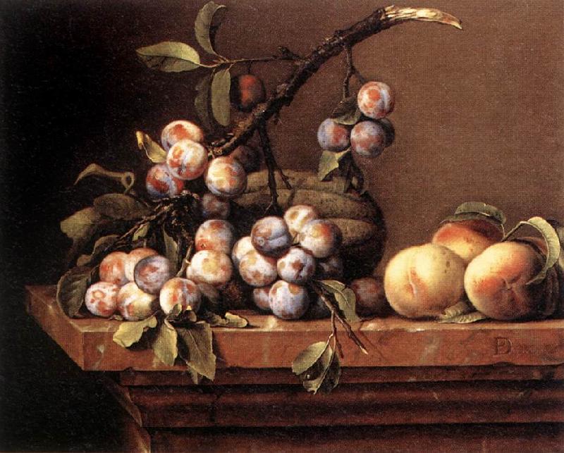 DUPUYS, Pierre Plums and Peaches on a Table dfg Sweden oil painting art